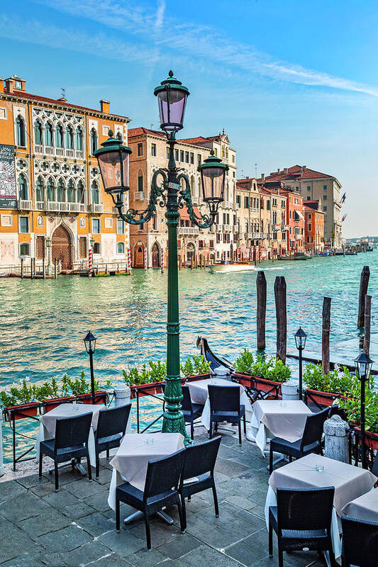 Estock Poster featuring the digital art Outdoor Cafe, Venice, Italy #2 by Lumiere
