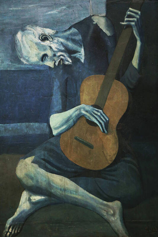 Old Poster featuring the painting The Old Guitarist by Pablo Picasso