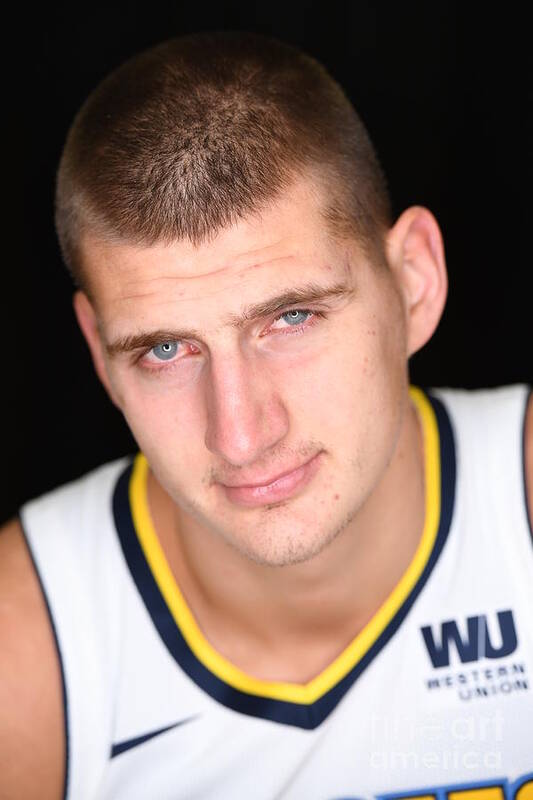 Nikola Jokic Poster featuring the photograph 2017-2018 Denver Nuggets Media Day by Garrett Ellwood