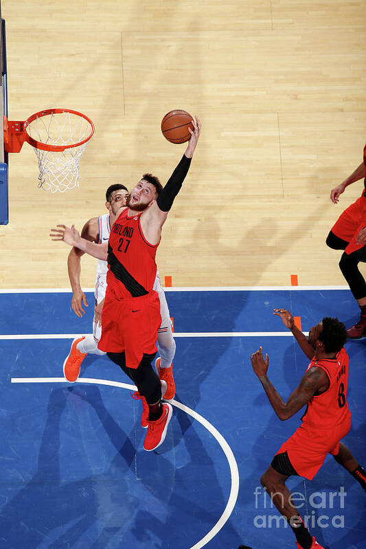Jusuf Nurkic Poster featuring the photograph Portland Trail Blazers V New York Knicks #3 by Nathaniel S. Butler
