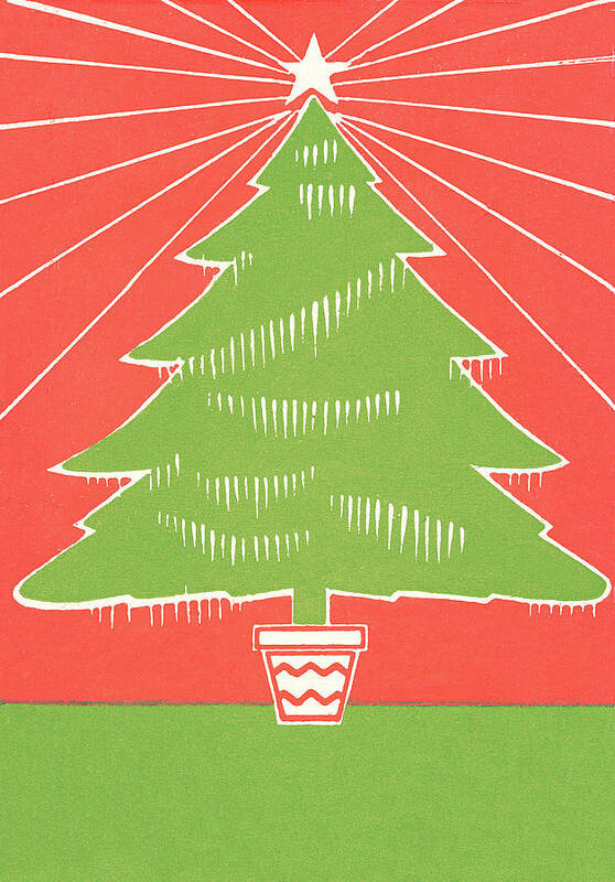 Campy Poster featuring the drawing Christmas tree #32 by CSA Images