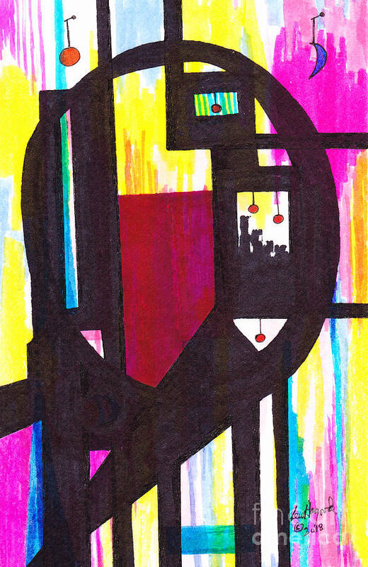 Abstract Poster featuring the mixed media 46.AB.7 Abstract by Lew Hagood