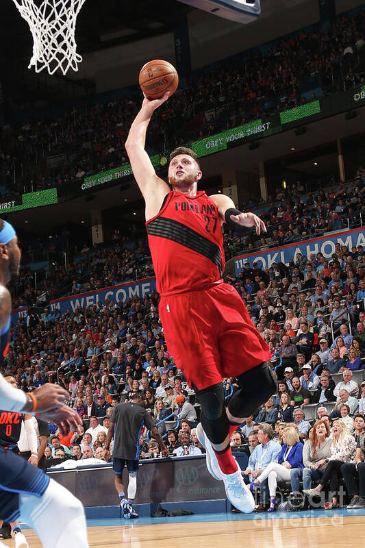 Jusuf Nurkic Poster featuring the photograph Portland Trail Blazers V Oklahoma City #5 by Layne Murdoch