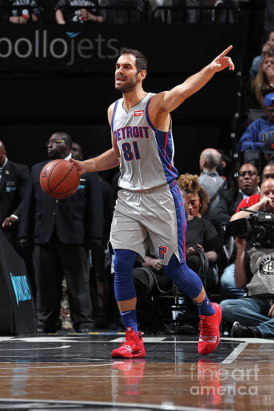 Jose Calderon Poster featuring the photograph Detroit Pistons V Brooklyn Nets #6 by Nathaniel S. Butler