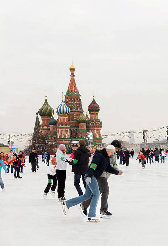 Ice Skating In Red Square Poster featuring the photograph 663-560 by Robert Harding Picture Library