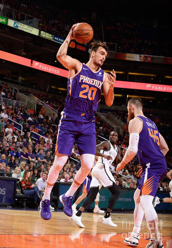 Dario Saric Poster featuring the photograph Brooklyn Nets V Phoenix Suns #7 by Barry Gossage