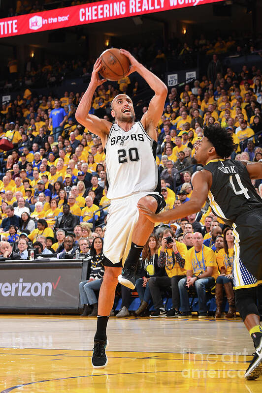 Manu Ginobili Poster featuring the photograph San Antonio Spurs V Golden State by Andrew D. Bernstein