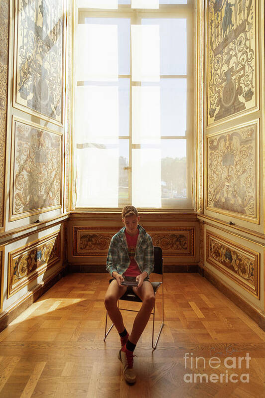 France Poster featuring the photograph A Boy at the Louvre by Craig J Satterlee
