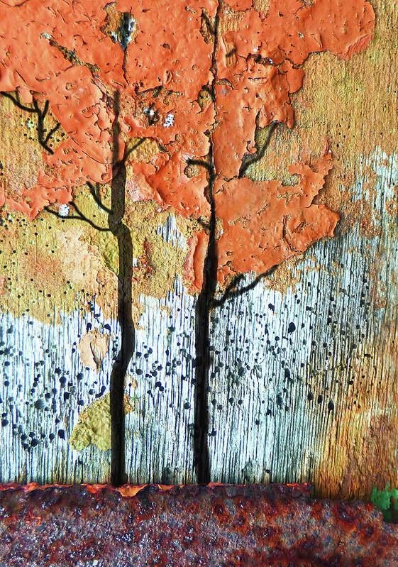 Abstract Poster featuring the painting Abstract Fall Trees 300 by Sharon Williams Eng