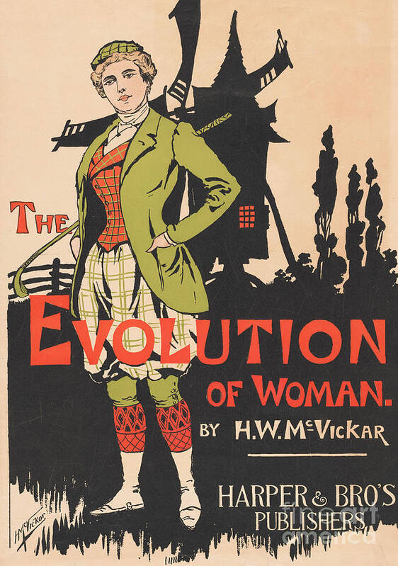 Advertising For The Evolution Of Woman By Harry Whitney Mcvickar Poster featuring the painting Advertising for The Evolution of Woman by Harry Whitney McVickar, 1896 by Anonymous