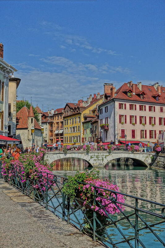Canal Poster featuring the photograph Annecy canal and bridge by Patricia Caron