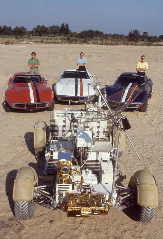 Vertical Poster featuring the photograph Apollo 15 Crew and Their Vehicles by Ralph Morse