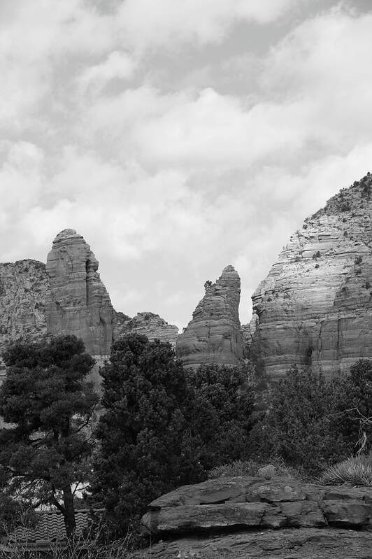 Scenics Poster featuring the photograph Arizona Mountain Red Rock Monochrome by Sassy1902