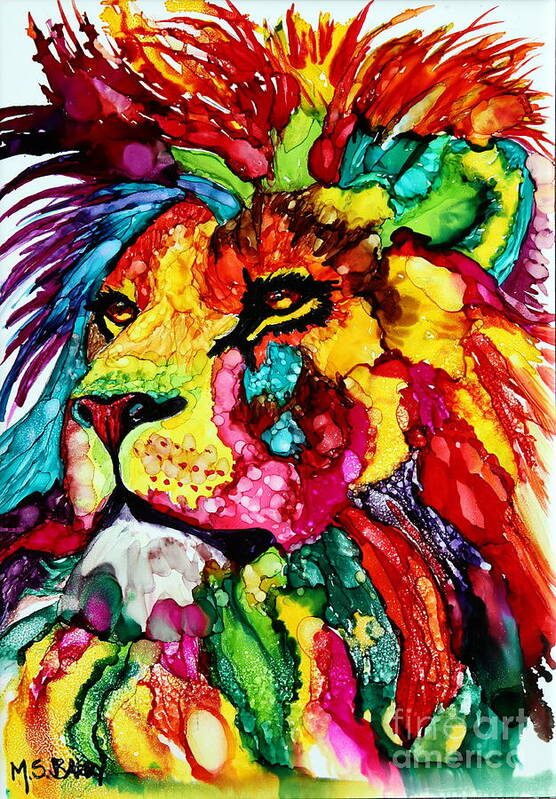 Lion Poster featuring the painting Aslan by Maria Barry
