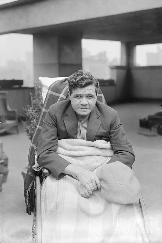 People Poster featuring the photograph Babe Ruth Recuperating On Hospital Roof by Bettmann
