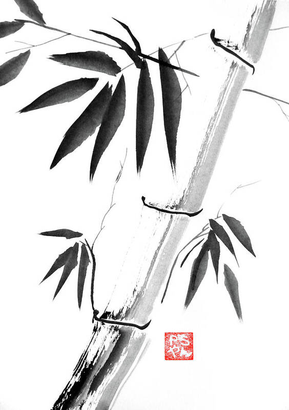 Bamboo Poster featuring the painting Bamboo 04 by Pechane Sumie