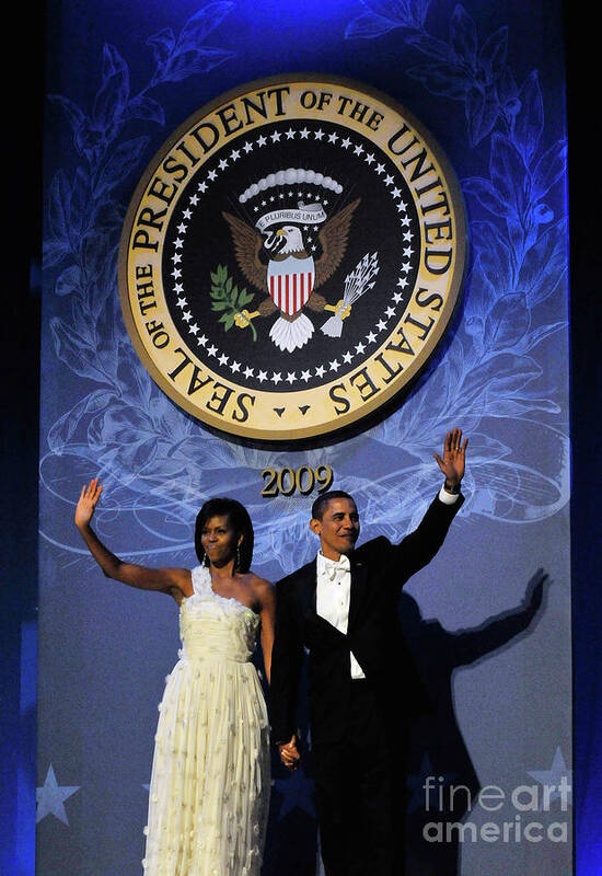 Sleeveless Dress Poster featuring the photograph Barack Obama Is Sworn In As 44th by Handout