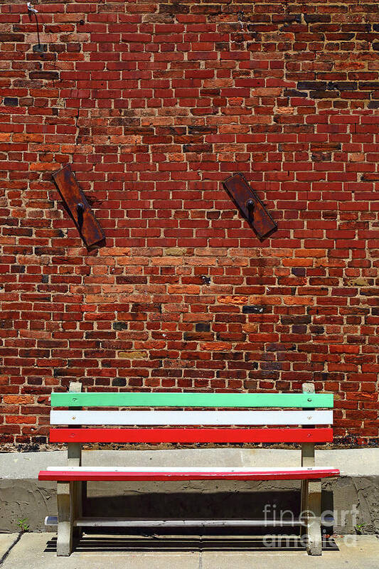 Bench Poster featuring the photograph Bench in Colours of Italian Flag Little Italy Baltimore by James Brunker