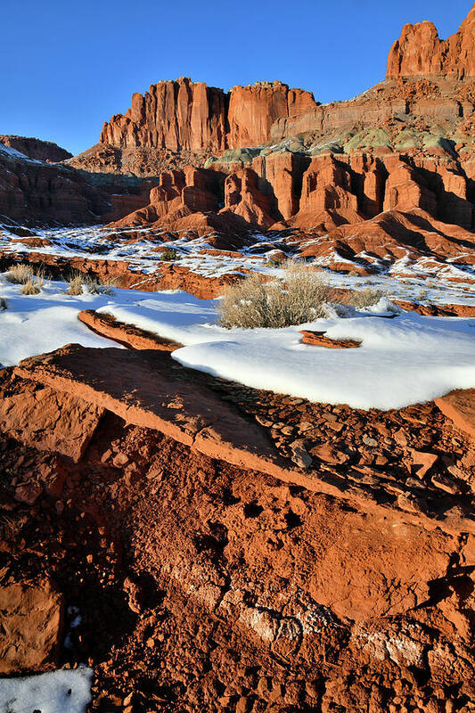 Capitol Reef National Park Poster featuring the photograph Beneath the Fluted Wall in Capitol Reef by Ray Mathis