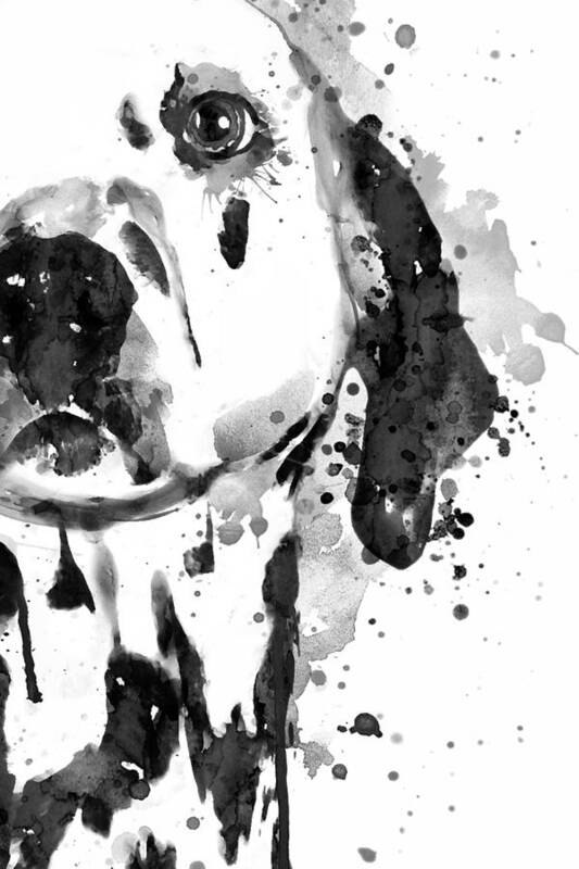 Dalmatian Poster featuring the painting Black And White Half Faced Dalmatian Dog by Marian Voicu