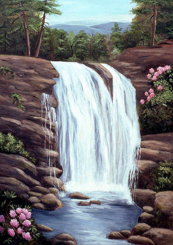 Blue Ridge Waterfall Poster featuring the painting Blue Ridge Waterfall by Arie Reinhardt Taylor