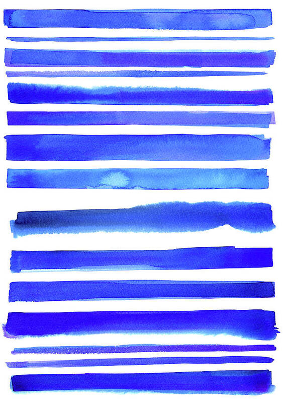 Art Poster featuring the digital art Blue Textured Stripes by Johnwoodcock