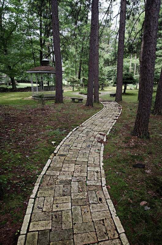 Landscape Poster featuring the photograph Brick Path Through the Trees by Crystal Wightman