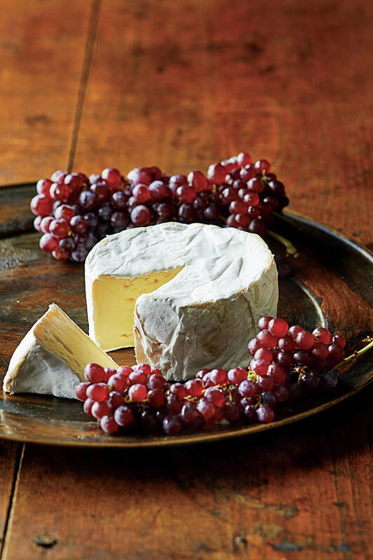 Food Poster featuring the photograph Brie with champagne grape by Cuisine at Home