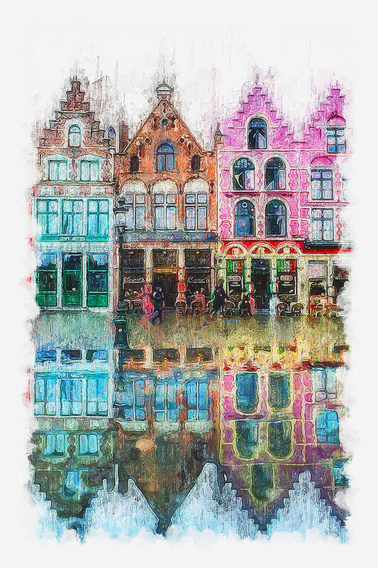 Belgium Poster featuring the painting Bruges, Belgium - 01 by AM FineArtPrints