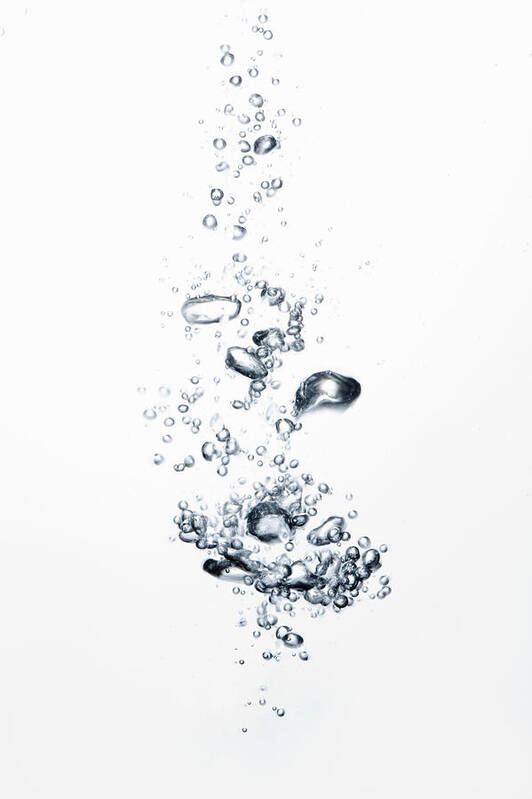White Background Poster featuring the photograph Bubbles Rising Through Water by Hiroshi Watanabe