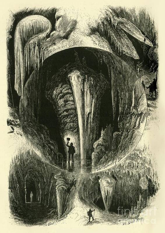 Engraving Poster featuring the drawing Chambers In Weyers Cave 1 by Print Collector