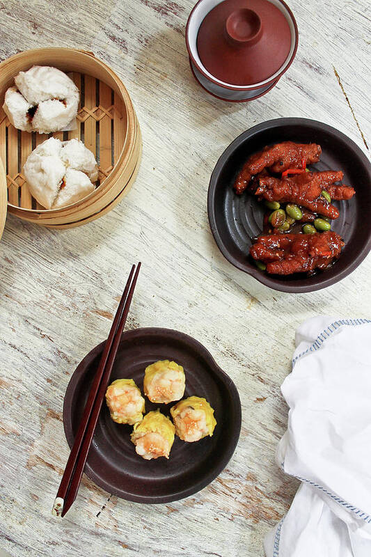 Dumpling Poster featuring the photograph Chinese Dim Sum Spread by Jen Voo Photography