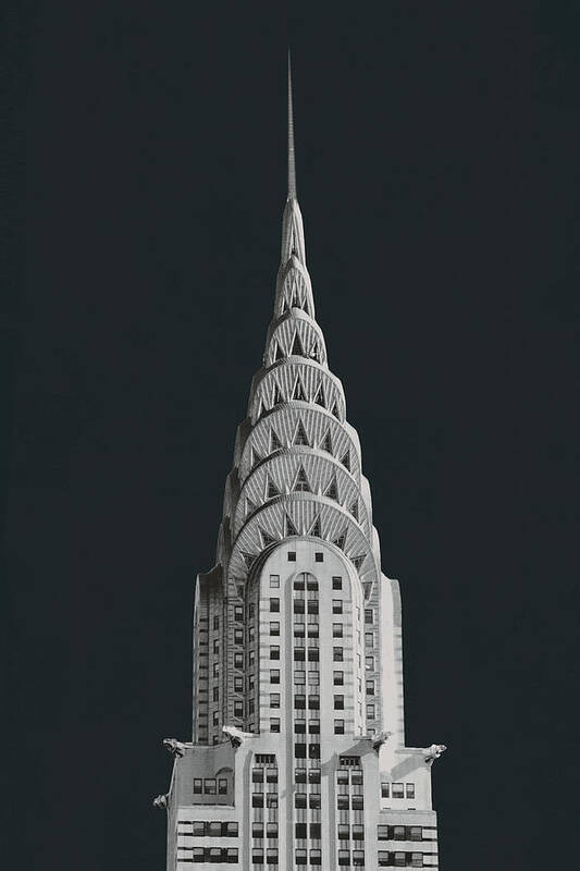 Architecture Poster featuring the mixed media Chrysler Building On Black by Wild Apple Portfolio