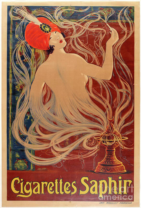 Pipe Poster featuring the drawing Cigarettes Saphir by Heritage Images