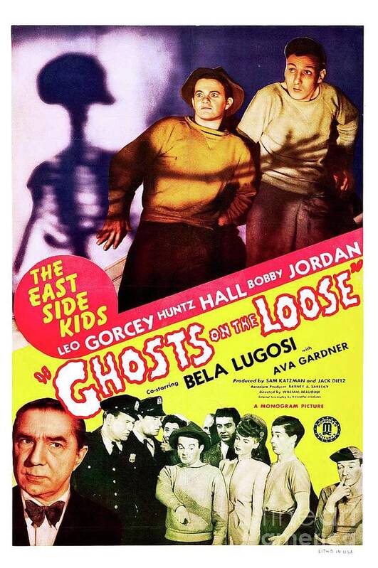 Bela Poster featuring the painting Classic Movie Poster - Ghosts on the Loose by Esoterica Art Agency