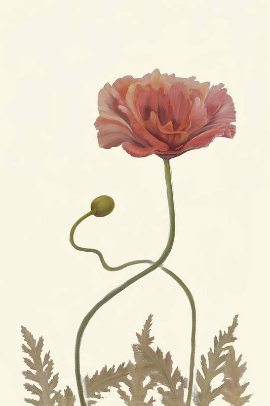 Botanical & Floral Poster featuring the painting Coral Poppy Display Iv by Sandra Iafrate