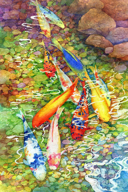 Watercolor Poster featuring the painting Coy Koi by Hailey E Herrera