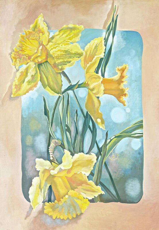 Daffodils Poster featuring the digital art Daffodils by Judy Mastrangelo