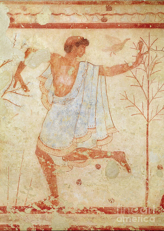 Tree Poster featuring the painting Dancer In A Blue Tunic From The Tomb Of The Triclinium, C.470 Bc by Etruscan