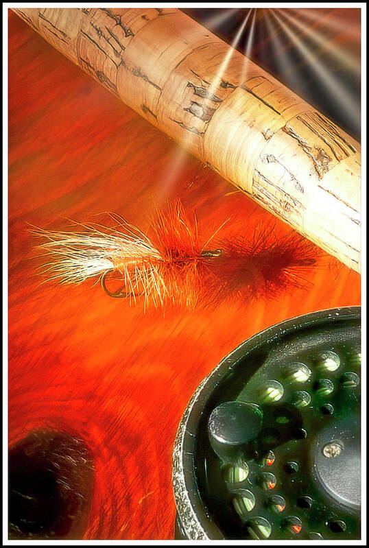 Flyfishing Poster featuring the photograph Dry Fly, Fly Rod and Reel by A Macarthur Gurmankin