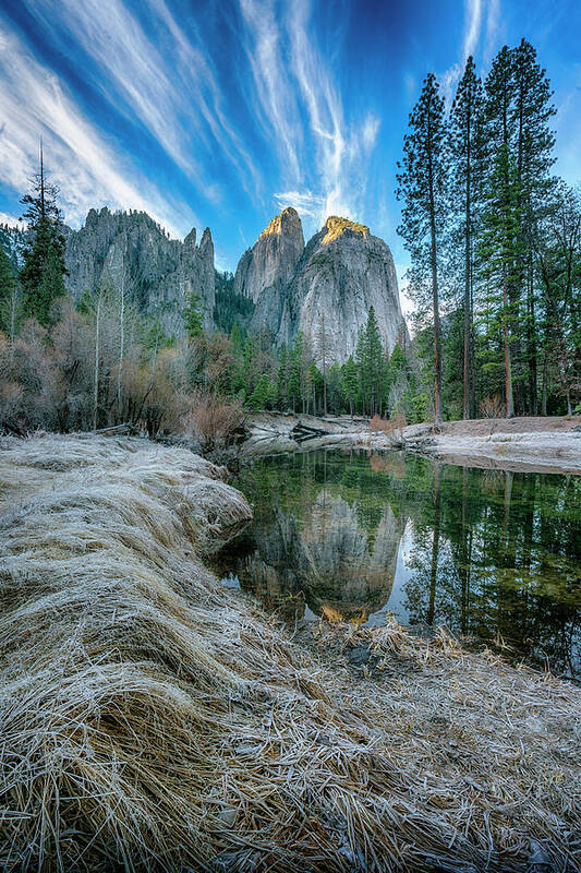 Early Morning Poster featuring the photograph Early Morning Reflection on the Merced River Yosemite GRK1772_12202018-HDR by Greg Kluempers