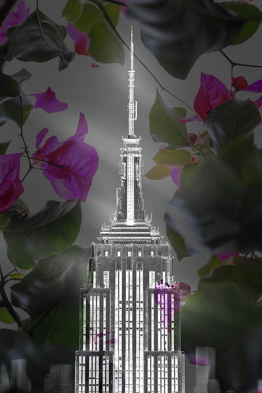 Empire State Building Poster featuring the photograph Empire Floral by Az Jackson