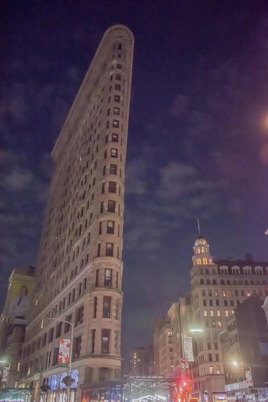 Flat Iron Building Poster featuring the photograph Flat Iron Building at night by Alan Goldberg