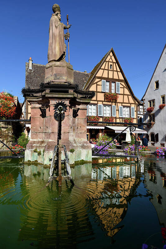 Eguisheim Poster featuring the photograph Fountain Saint-Leon in Eguisheim, Alsace by RicardMN Photography