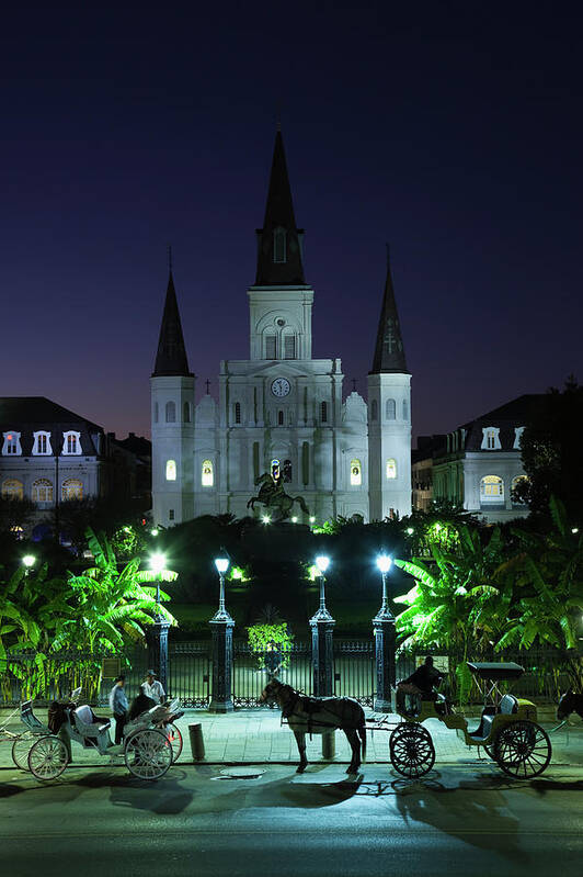 Clear Sky Poster featuring the photograph French Quarter, St. Louis Cathedral by Walter Bibikow