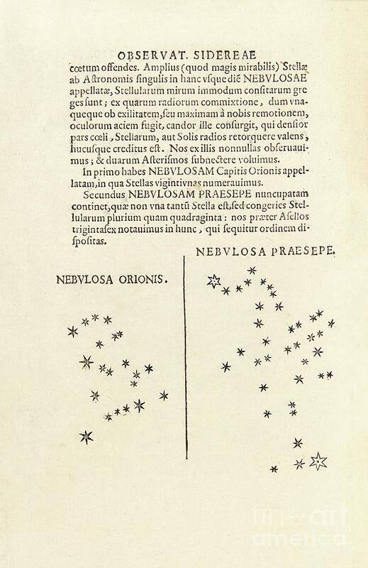 Orion Poster featuring the photograph Galileo's Observations Of Orion And Praesepe by Library Of Congress, Rare Book And Special Collections Division/science Photo Library