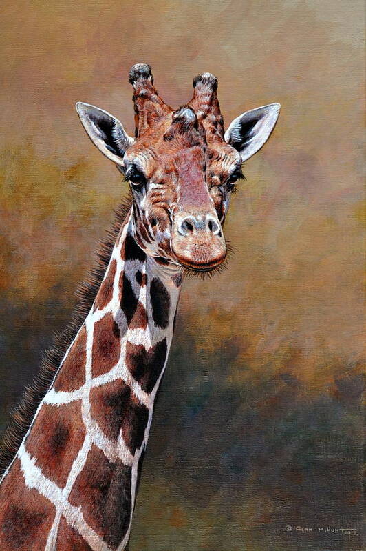 Keywords: Paintings Poster featuring the painting Giraffe Portrait by Alan M Hunt by Alan M Hunt