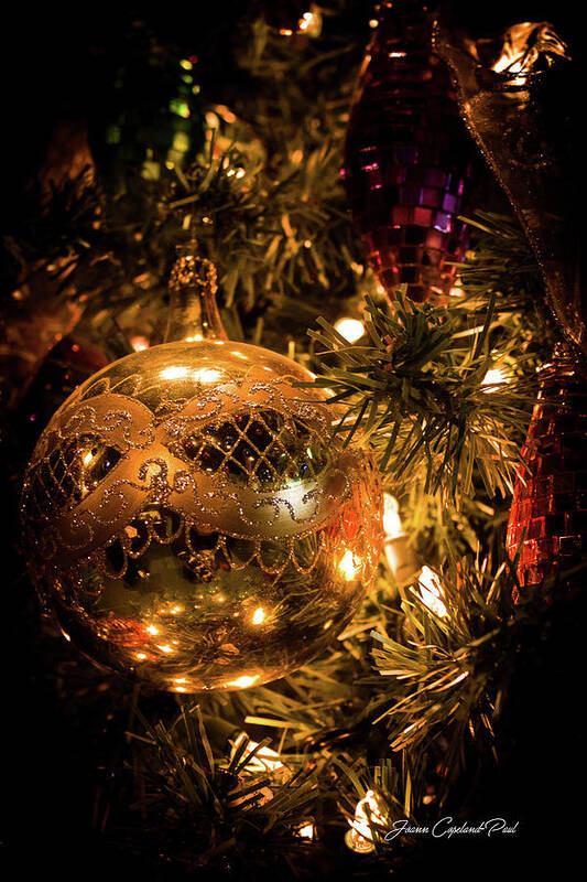 Purple Poster featuring the photograph Gold Christmas Ornament by Joann Copeland-Paul