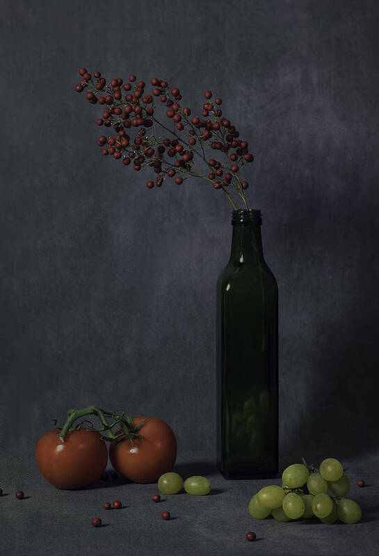 Tomato Poster featuring the photograph Grapes And Tomatoes by Binbin Lu