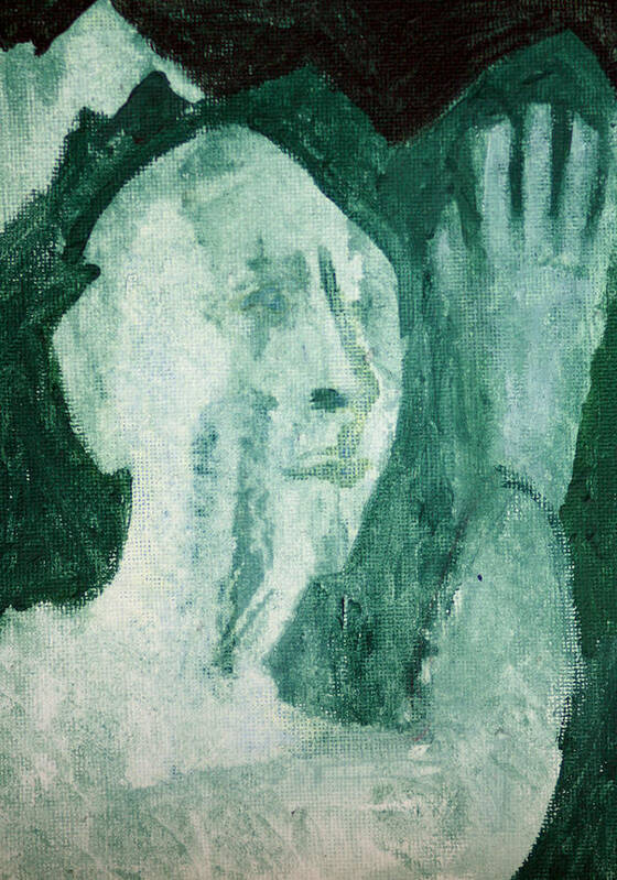 Green Portrait Poster featuring the painting Green portrait by Edgeworth Johnstone